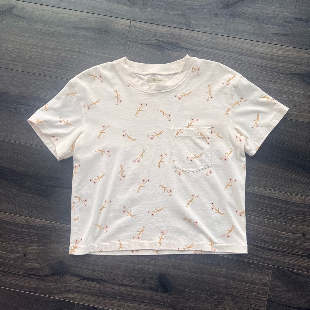 Madewell White Tee with Floral Print